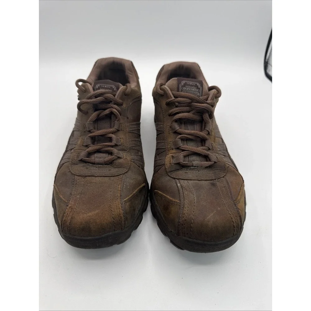 Skechers Relaxed Fit Gel Infused Memory Foam Leather Brown Men's Sz 10